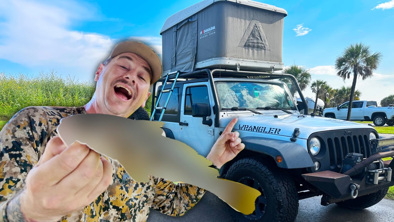 Mystery Fish + Sleeping on My Jeep | Grand Isle Louisiana Catch & Cook