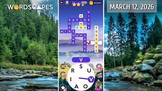 Wordscapes Daily Puzzle March 12, 2026 gameplay | Answers | Solution