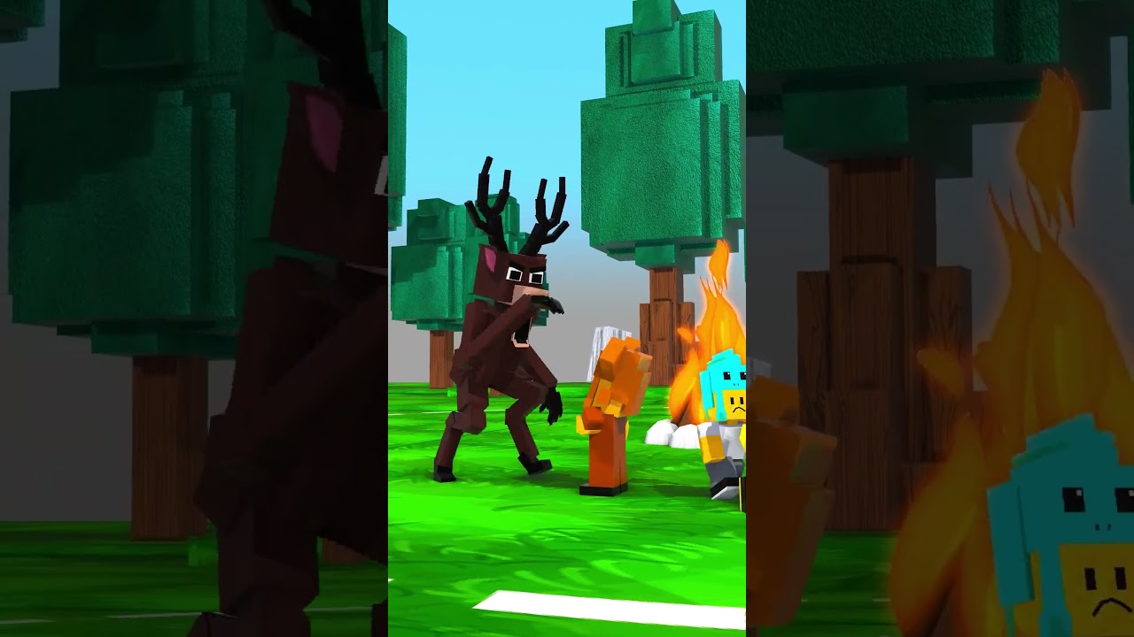 Help DINO KID to PRANK KOALA KID and friends with DEER - 99 Nights in The Forest Roblox Animation