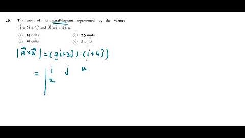 The area of the parallelogram represented by the vectorsA  2ˆi  3ˆj and B  ˆi  4ˆj is(a) 14 uni