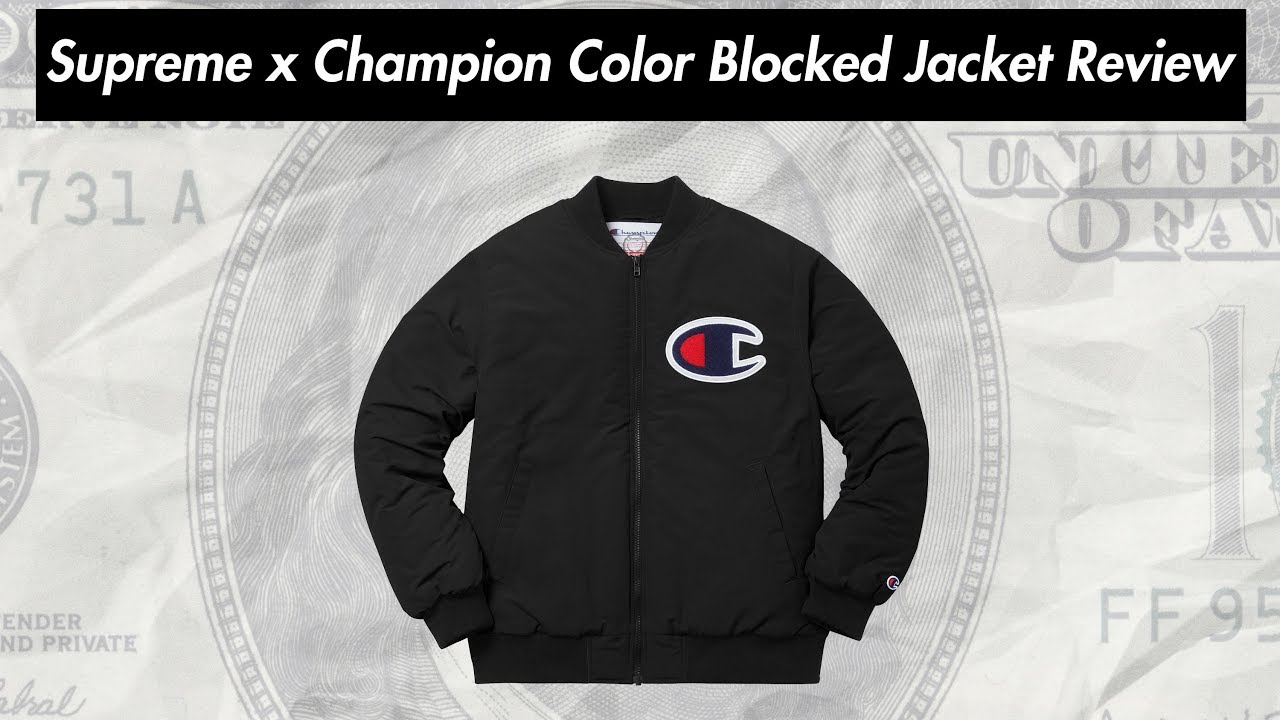supreme x champion color blocked jacket