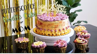 Wedding Anniversary + Birthday Cake for Mom | Mom&#39;s 50th Birthday Cake | Butterscotch Rosette Cake