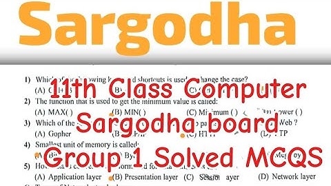 1st year Computer Sargodha board group 1 solved MCQS 11th class computer Paper group 1