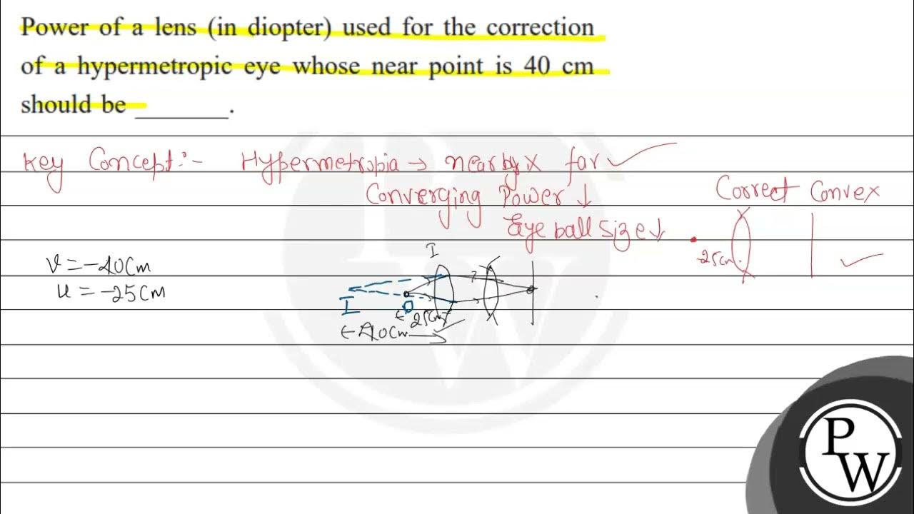Power of a lens (in diopter) used for the correction of a hypermetropic