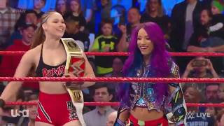 Ronda Rousey \& Sasha Banks vs Nia Jax \& Tamina