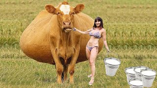 Farm #Withme Pretty Girl Intelligent Technology Modern Cow Milking Farming​ Hay Tractor #Farm