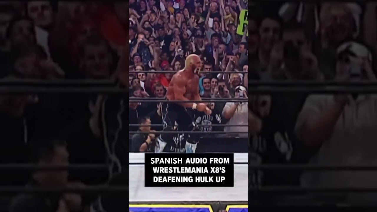 Hulk Hogan leg drops The Rock at Wrestlemania X8 Spanish
