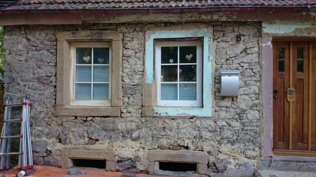 Trockeneisreinigung / Trockeneisstrahlen Sandstein 3 Farbschichten