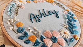 Baby Name Sign for nurser decor - Simple hand embroidery design for beginners 🌼