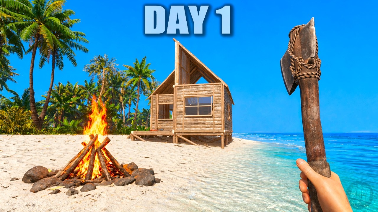 Day 1 Survival in This NEW Tropical Islands Craft Build Survive Game ...