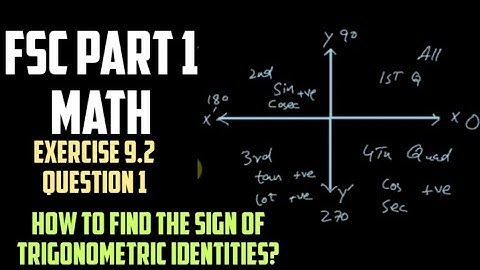 How to find the sign of trigonometric functions | FSc part 1 math chapter 9 exercise 9.2 question 1