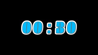 30 Seconds Countdown Timer with Alarm & Time Markers / Chapters - Blue & White - Outline - v2