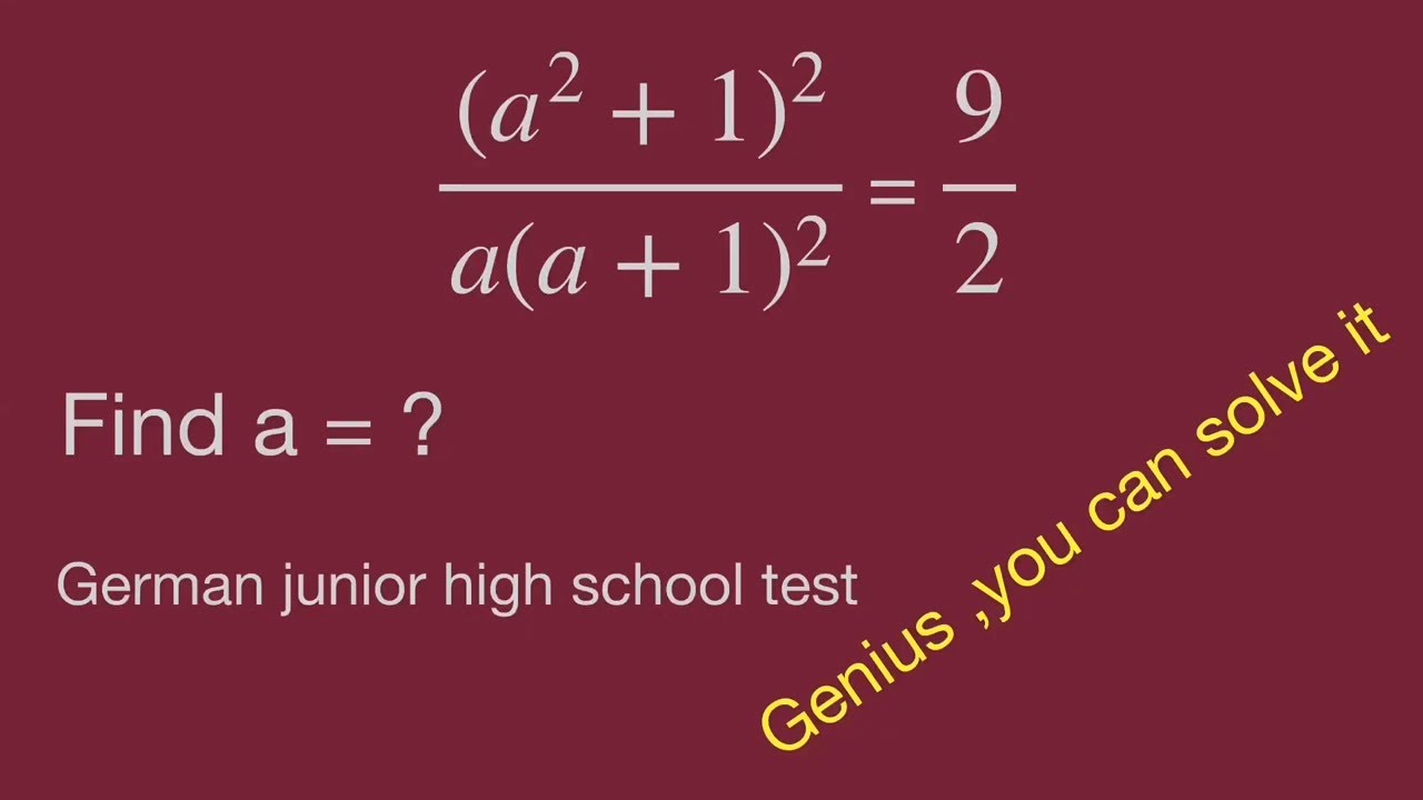 Genius Math Challenge: (a² + 1)² Fraction Problem - YouTube