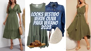 LOOKS CON VESTIDO VERDE OLIVA PARA VERANO 2023LOOKS WITH OLIVE GREEN DRESS FOR SUMMER 2023