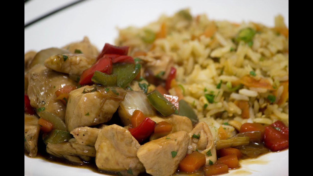 Frango xadrez com arroz yakimeshi - camila na cozinha