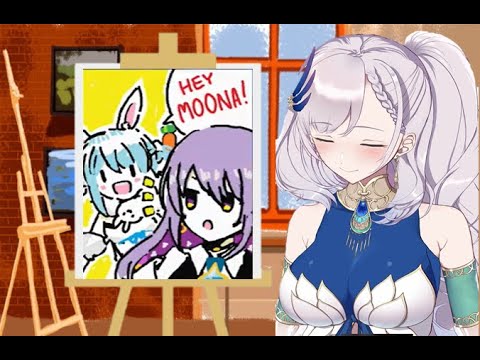 【中翻】Reine畫Moona和兔田ぺこら的貼貼❤【Passpartout】