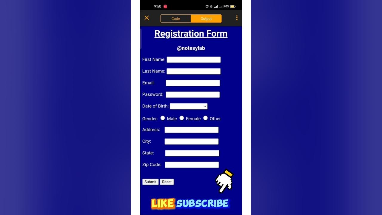 How to create html Registration form without using css | create html ...