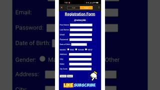 How to create html Registration form without using css | create html form