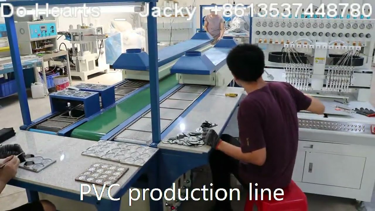 Soft plastisol PVC rubber label logo patch keychain coaster fridge magnet production line