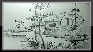 nature drawing pencil sketch realistic drawings simple easy draw landscape sketching paintingvalley