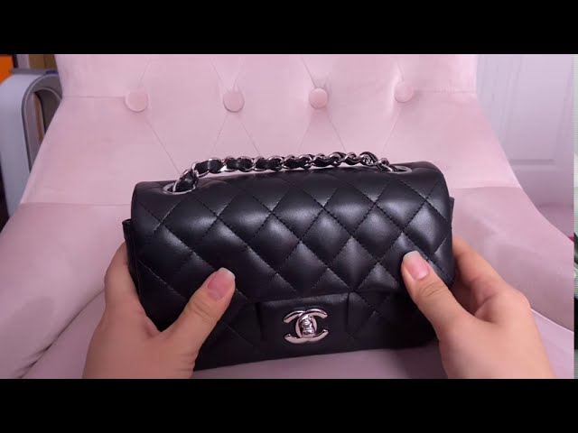 CHANEL mini rectangular 2 year wear and tear review| What fits inside my bag class=