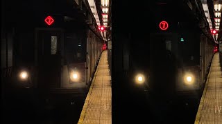 IRT: (7) EXP 7 train action at Times Square 42nd Street