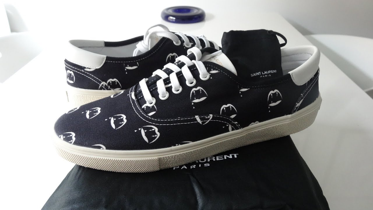 [SOLD] Saint Laurent Skate Lace-Up Sneaker in Black and White Blood ...