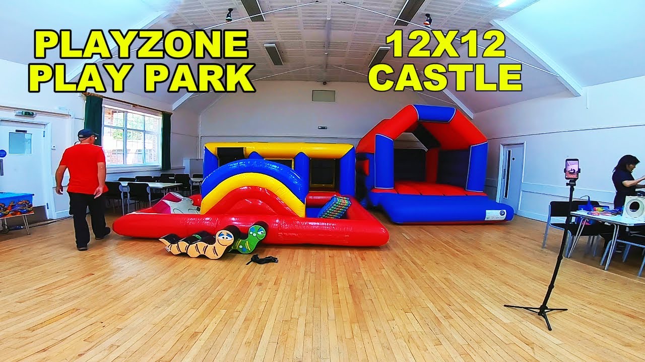 Setting Up The Playzone Playpark With A 12X12 Bouncy Castle In A Large Venue