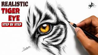 How to draw Realistic Tiger Eye Drawing with Pencil | Step by Step Tutorial screenshot 3