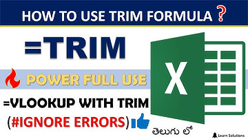 How to Use TRIM Function in Excel ? There are a lot of things you don’t know (తెలుగు లో నేర్చుకోండి)
