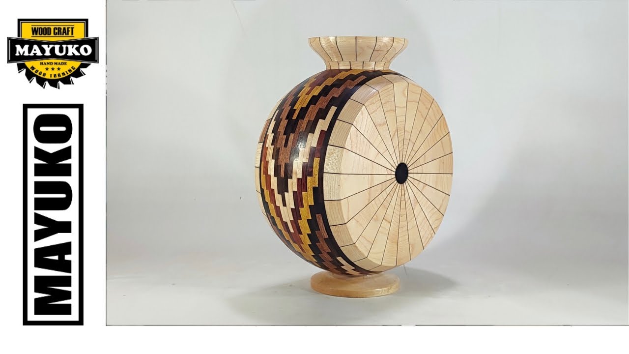 UNIQUE ROUND VASE, woodturning