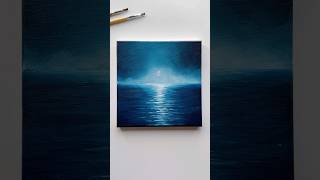 Moonlit Silence 🌙🌌✨ #acrylicpainting #canvasart #seascape #fypage #artwork