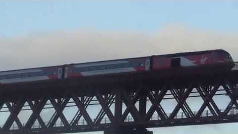 Virgin trains east coast class 43 HST crosssing the Forth bridge on a London King Cross to Aberdeen
