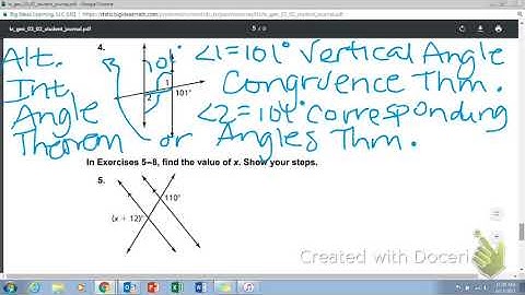 Geometry Lesson 3.2 part 3 Parallel Lines with Transversals