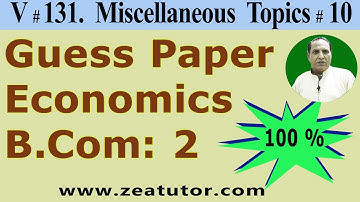 Guess Paper Economics B.Com Part-2 | zea tutor | lectures in Urdu/Hindi by sir zafar