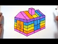 Rainbow House - Drawing and Coloring