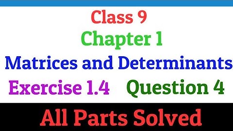 Class 9 | Chapter 1 | Matrices and Determinants | Exercise 1.4 | Question 4 | All parts solved