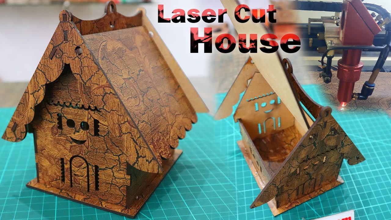 How to make Wooden House with CO2 Laser Cutting House Shape Jewelry Box Gift Box vectorsfile