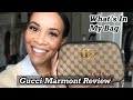 GUCCI MARMONT SMALL GG HANDBAG REVIEW | What's in my handbag | by Crystal Momon