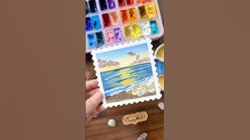 Hướng dẫn vẽ tranh phong cảnh biển với màu gouache #gouachetutorial