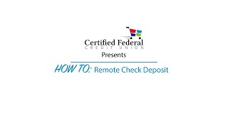How To: Remote Check Deposit