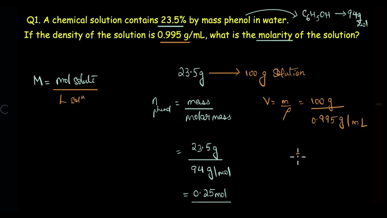 Concentration of a solution_Worked Problem | Solutions | Chemistry | Khan Academy