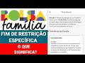 APP BOLSA FAMÍLIA: fim de restrição específica o que significa isso?