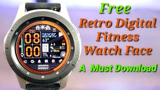 Free Galaxy Watch/Gear S3 Retro Digital Fitness Watch Face screenshot 2