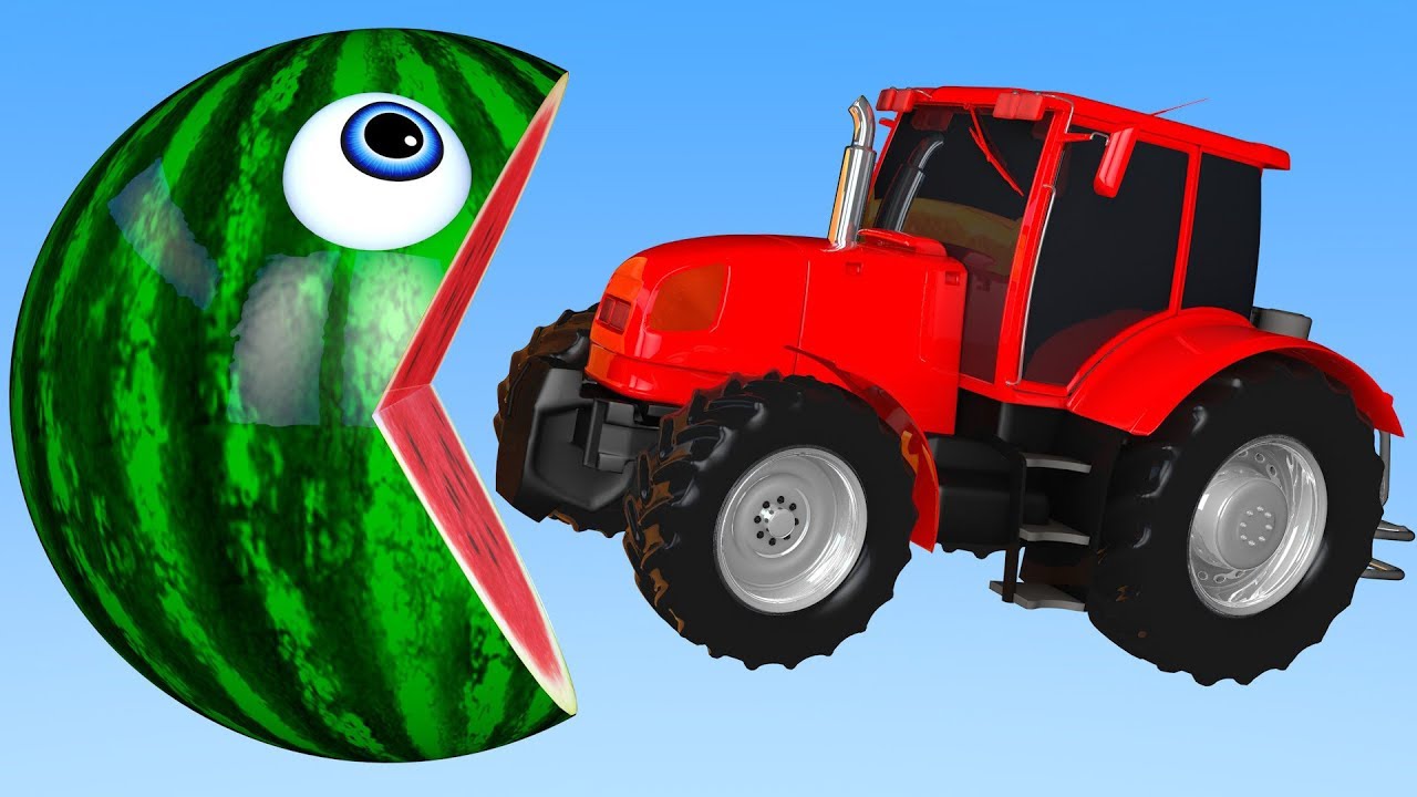 Learn Colors with PACMAN and Tractor Farm WaterMelon Street Vehicle for