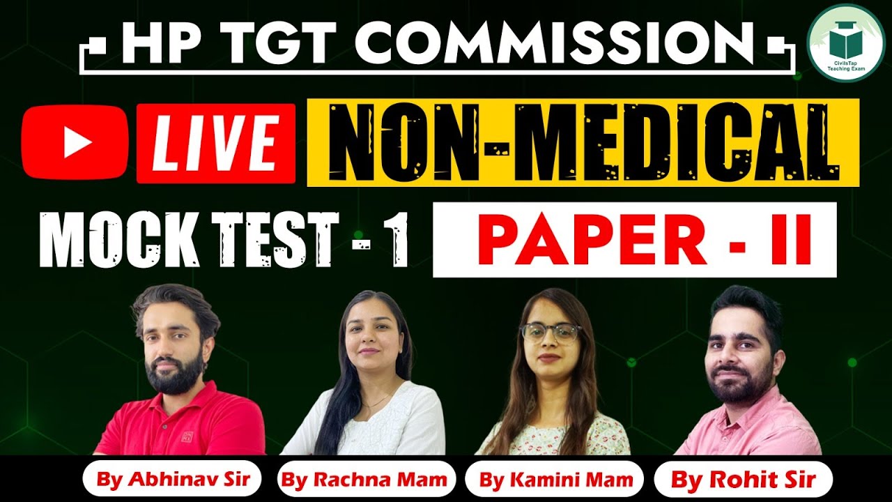 HP TGT Commission | non-Medical | Mock Test- 1 | Paper- II | CivilsTap Teaching Exams