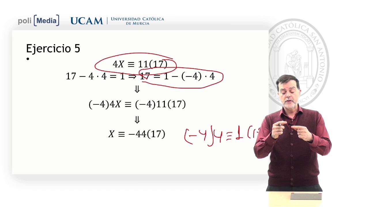 Matemática Discreta - Ecuación de congruencias: EJ.5 - Jesús Soto - YouTube