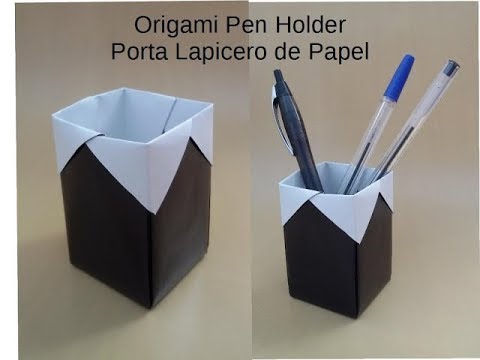 Origami Pen Holder, DIY Back to School Paper Crafts - Portalápices de Papel, Manualidades Escritorio