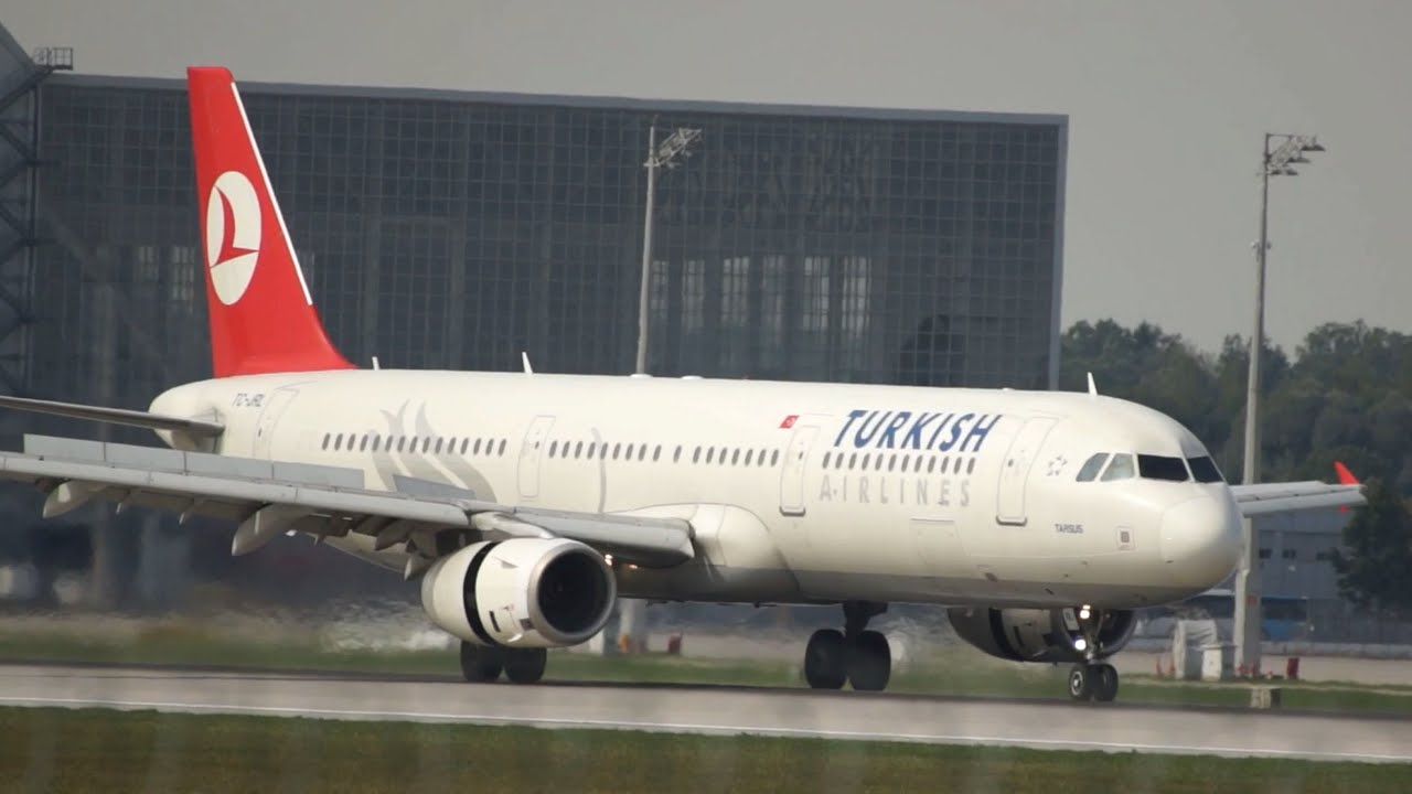 Turkish Airlines Airbus A321231 TCJRL arrival at Munich Airport München Flughafen YouTube