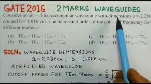 Video Solution to GATE ECE 2016 - Problem - Waveguides